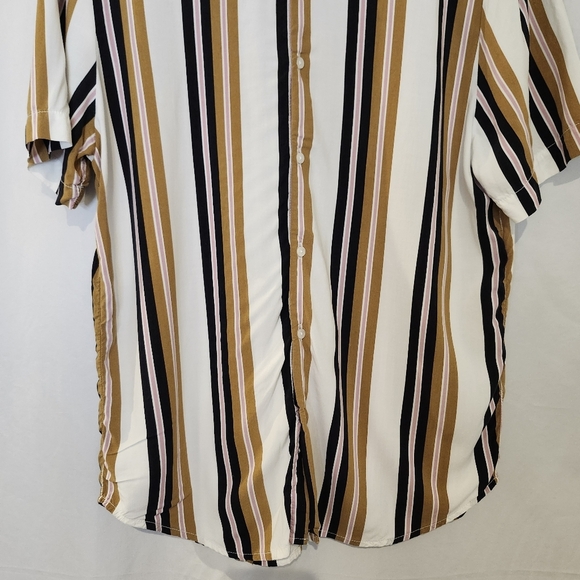 Denim & Flower Men's Ricky Singh Camp Shirt Size L Olive Stripe Button Front - Picture 3 of 8